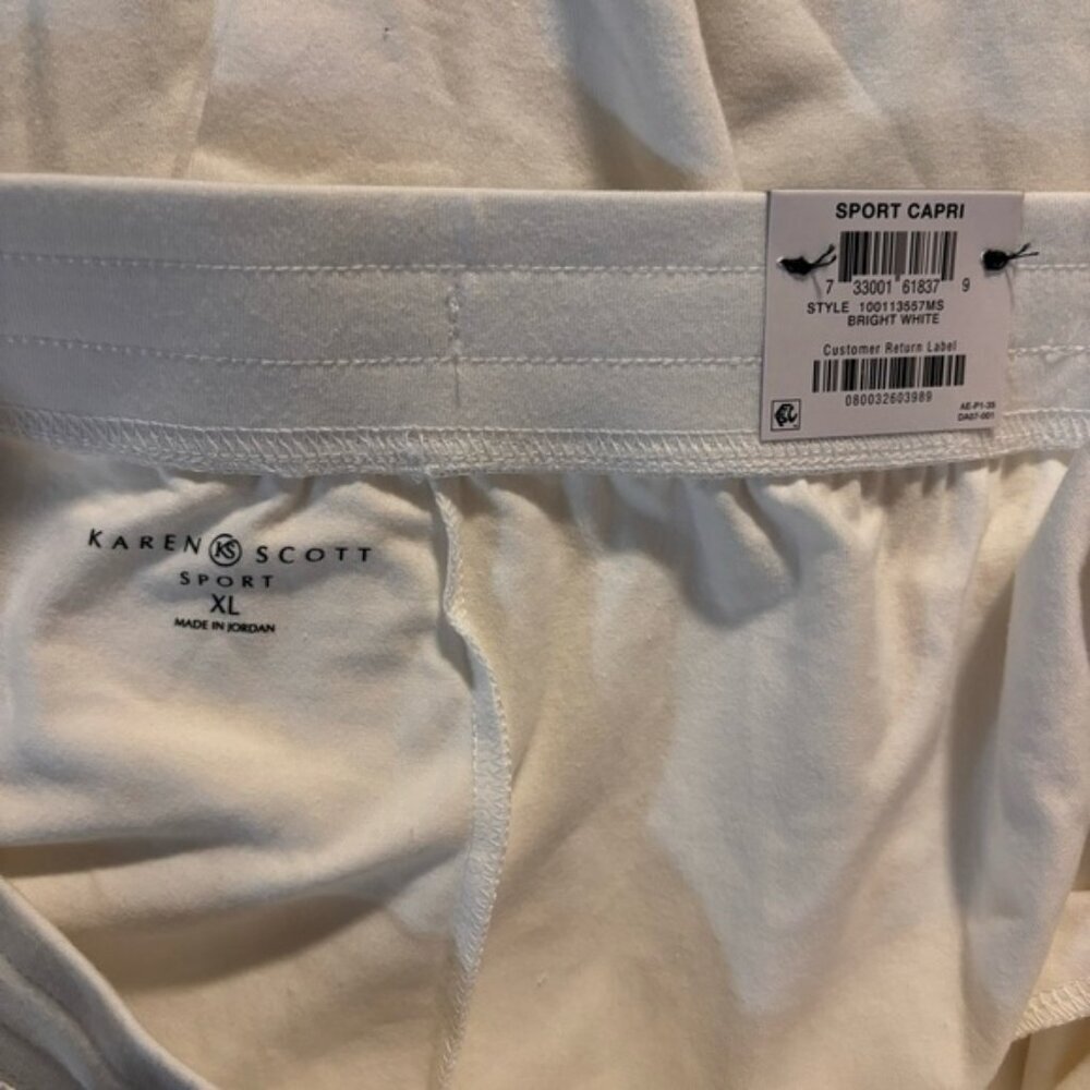 Karen Scott Knit Capri Pull on White Capri Jogger / Sweat Pants NWT - Picture 8 of 8